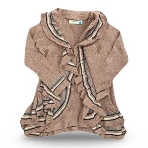 Anthropologie Sparrow Ruffled Open Cardigan Lambswool Angora Rabbit Hair